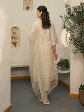 Chanderi Embroidery Pintucks Kurta with Dupatta and Pants